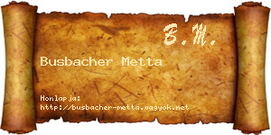 Busbacher Metta névjegykártya